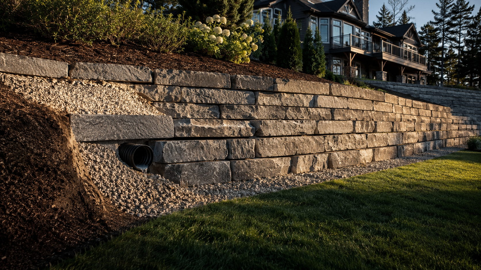 Retaining Wall & Drainage Improvement in Wells, ME